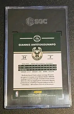Milwaukee Bucks Hat And SGC Graded Giannis Antetokunmpo Card With 8.5 Lot - Collectibles