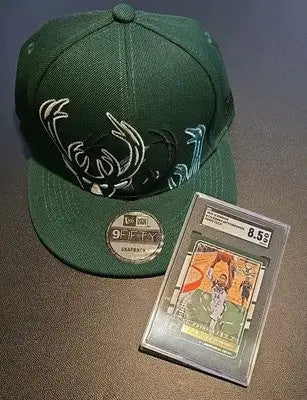 Milwaukee Bucks Hat And SGC Graded Giannis Antetokunmpo Card With 8.5 Lot - Collectibles
