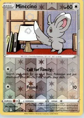 Minccino - SWSH09: Brilliant Stars - Reverse Holo LP - #124/172 - Pokémon Card Single