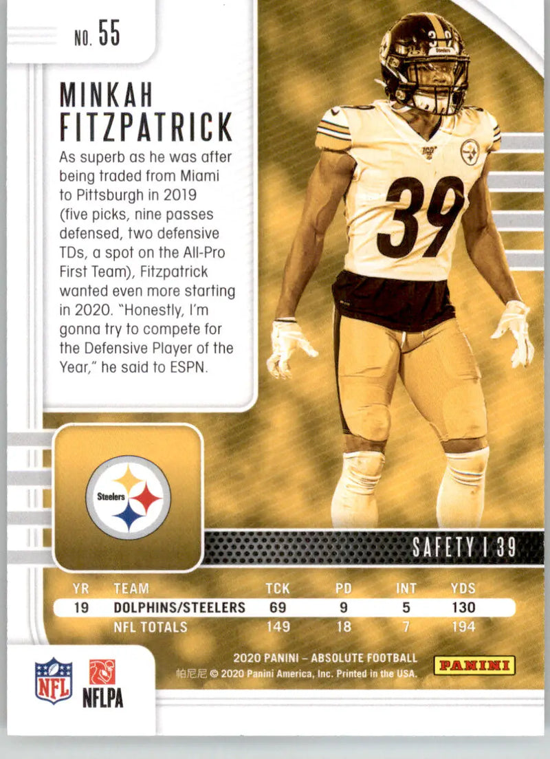 Minkah Fitzpatrick - 2020 Panini Absolute - #55 - Red Football - Football Card Single