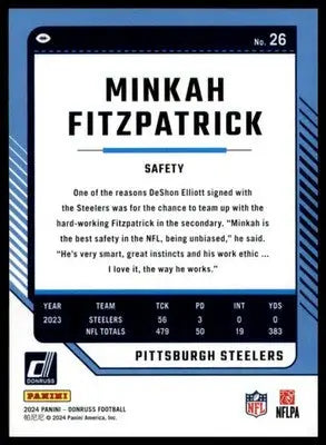 Minkah Fitzpatrick 2024 Donruss #26 Pittsburgh Steelers - Football Card Single