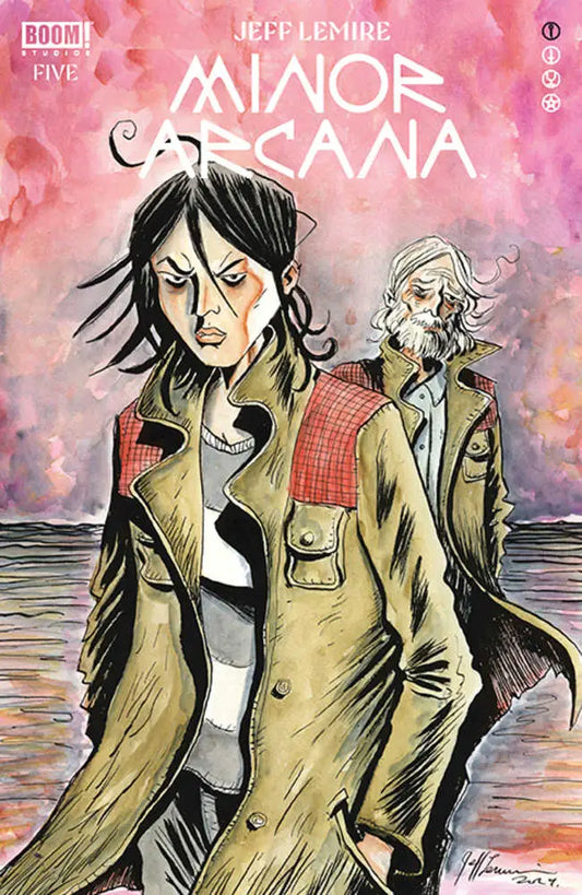 Comic book cover for Minor Arcana #5 Cover A Lemire with bad omens artwork