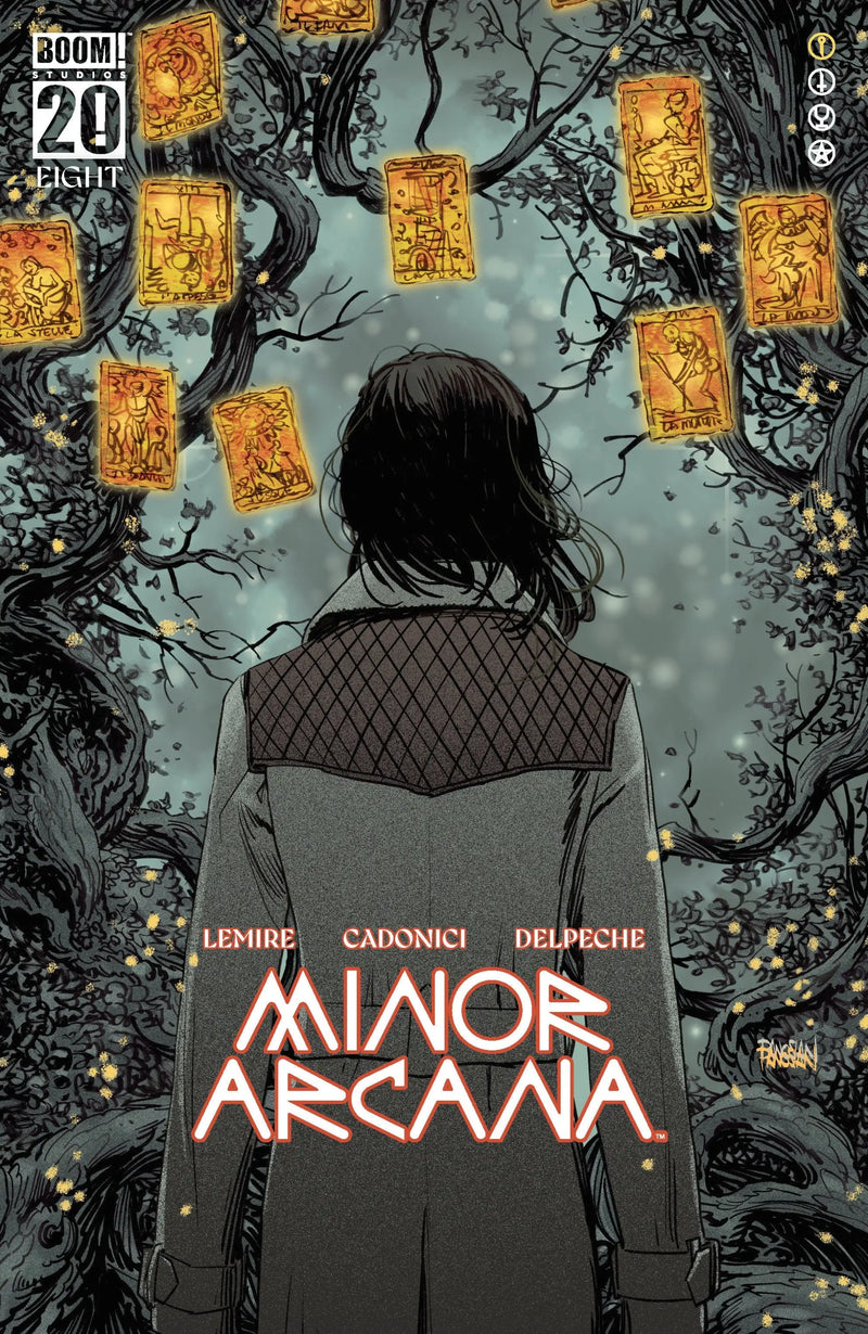 Comic book cover of Minor Arcana 8 C Boom 20th Anniversary Variant by Panosian