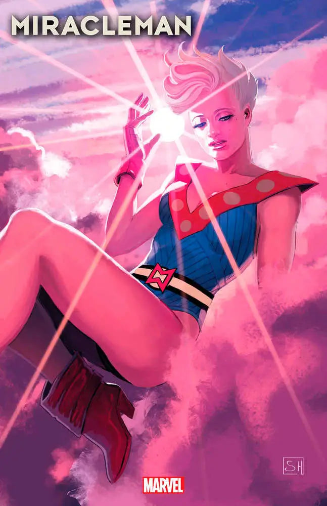 Stylized superhero poster of Miracleman Silver Age #4 Hans Variant with energy effects