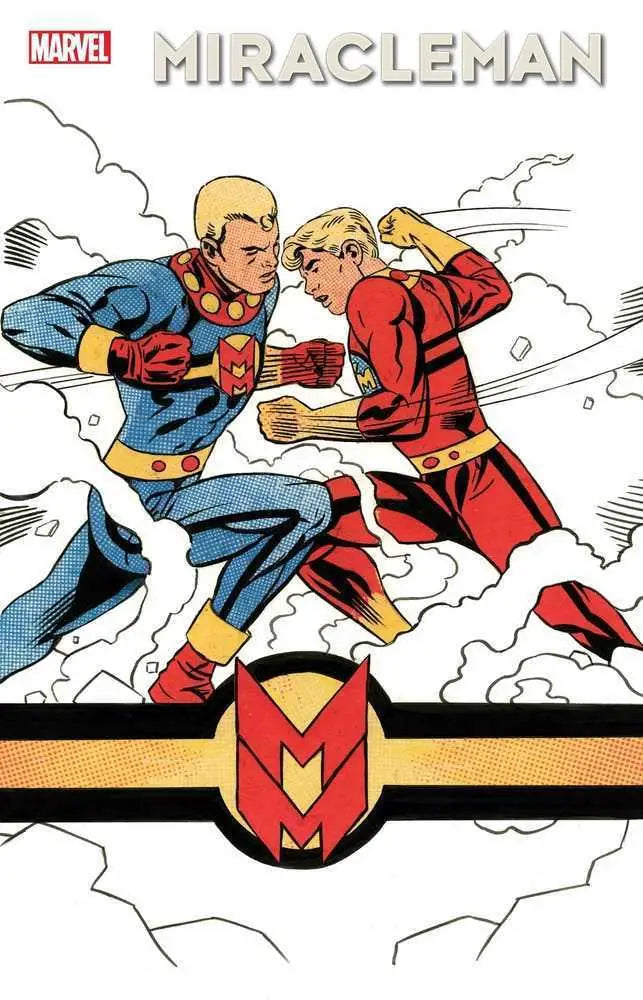 Comic book cover of Miracleman Silver Age #7 with superheroes battling and M logo