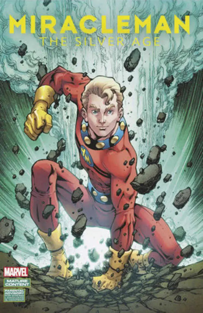 Comic book cover of Miracleman Silver Age #7 Nauck Variant with superhero in red and gold