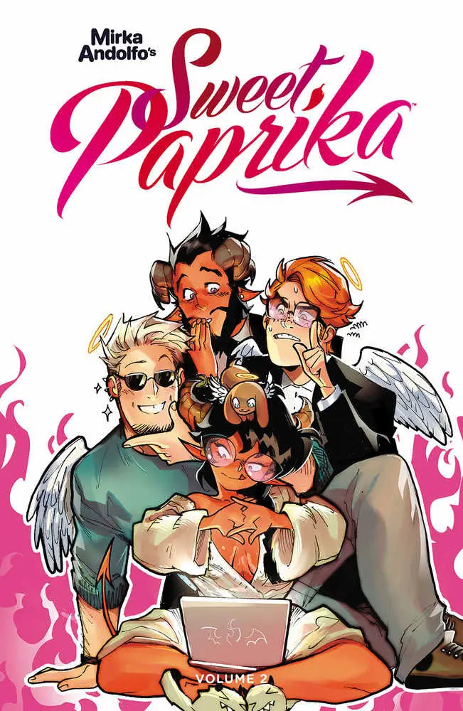 Comic book cover of Mirka Andolfo’s Sweet Paprika with characters and pink flames
