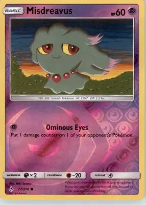 Misdreavus - SM - Unbroken Bonds - Reverse Holo LP - #77/214 - Pokémon Card Single