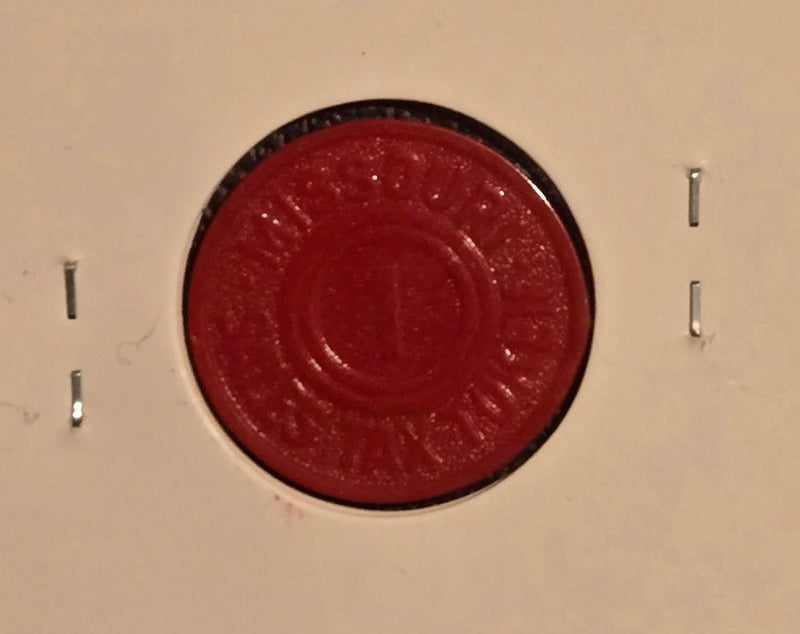 Missouri Sales Tax Token 1 Mill Red Plastic Great Depression Era SKU llop - Coins & Currency