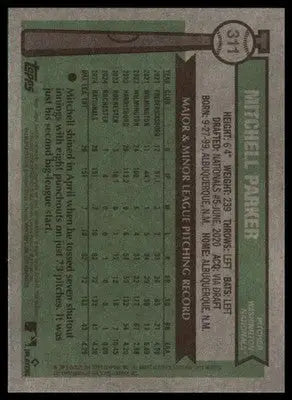 Mitchell Parker 2025 Topps Heritage #311 Washington Nationals - Baseball Card Single
