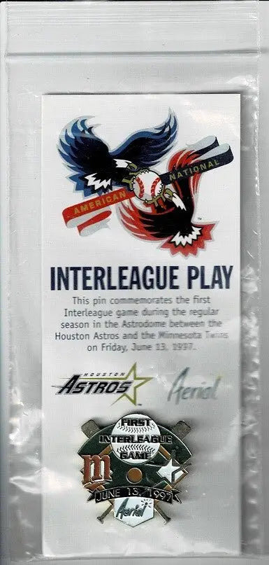 MLB 1997 Houston Astros Minnesota Twins First Interleague Play pin Astrodome MIP - Sports Memorabilia