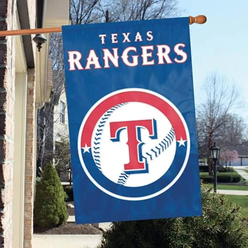 Texas Rangers banner flag displaying team spirit on an MLB Applique Banner