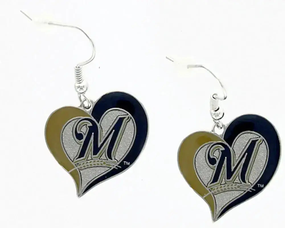 MLB Baseball Swirl Heart Earrings Pick Your Team