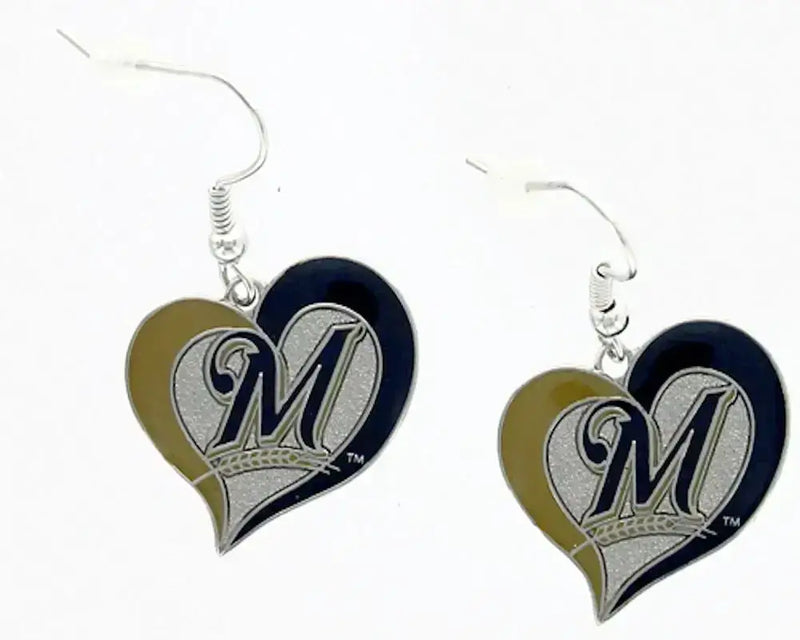 MLB Baseball Swirl Heart Earrings Pick Your Team