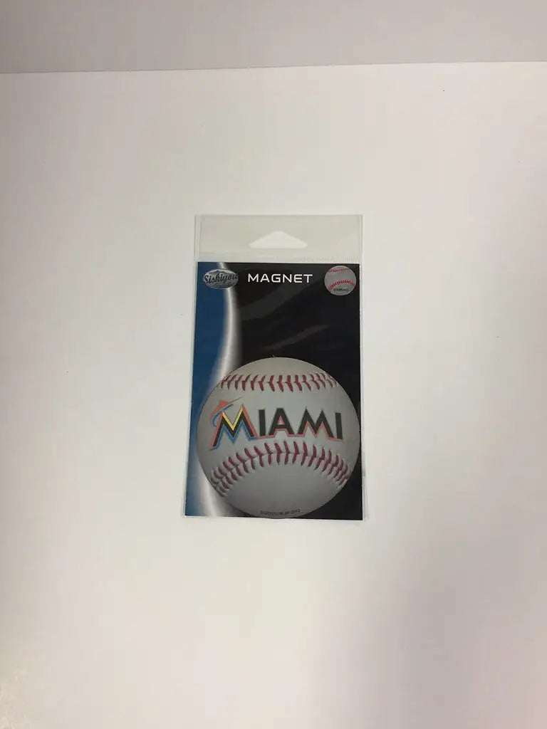 Baseball-shaped magnet with Miami team logo for MLB Baseball Cards and Trading Cards fans