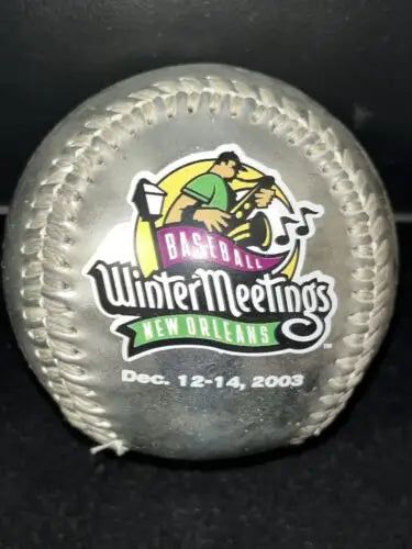 Silver MLB Baseball Winter Meetings 2003 collectible ball with logo from New Orleans