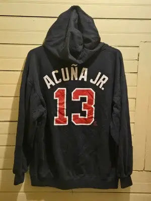MLB Genuine Merchandise Atlanta Braves Hoodie Men’s XL Acuna Jr 13 Navy Full Zip - Apparel