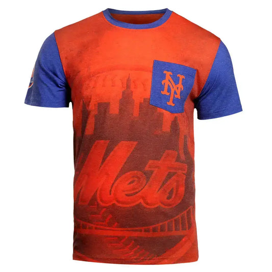 MLB Klew Cotton Poly Pocket Tee T-Shirt Team Color New York Mets - Small