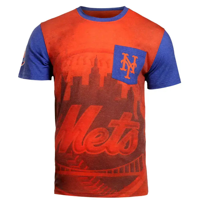 MLB Klew Cotton Poly Pocket Tee T-Shirt Team Color New York Mets - Small - Apparel