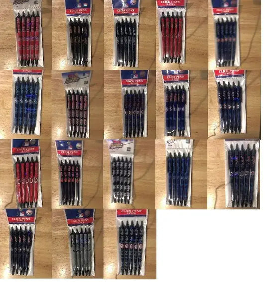 MLB Official Licensed Click Pens 5 pack Black Ink Choose Your Team
