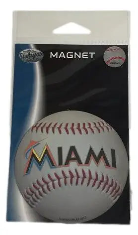Miami Marlins team logo magnet, officially licensed MLB baseball-shaped team logo magnet