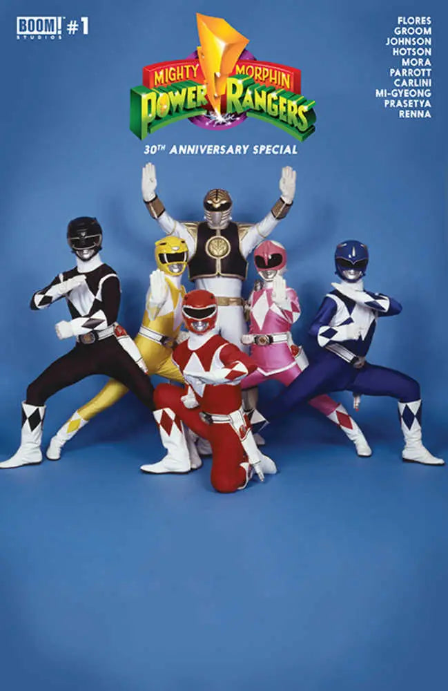 Comic book cover featuring Mighty Morphin Power Rangers MMPR 30th Anniversary Amy Jo Johnson