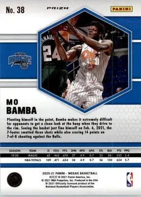 Mo Bamba - 2020-21 Panini Mosaic - #38 - Mosaic Basketball - Basketball Card Single