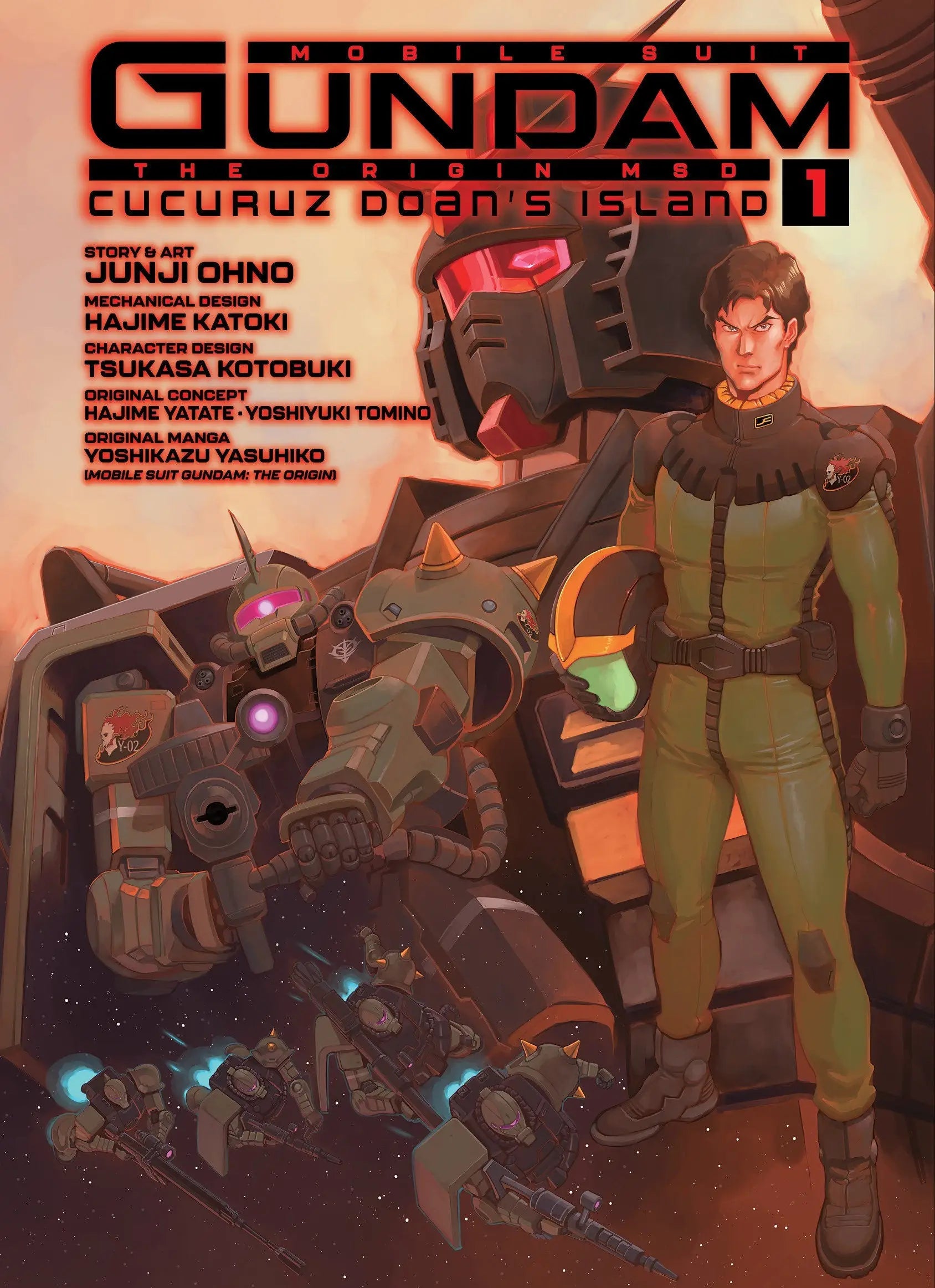 Mobile Suit Gundam manga cover featuring mobile suit and suit Gundam from The Origin MSS Cucuruz Doan’s Island 1