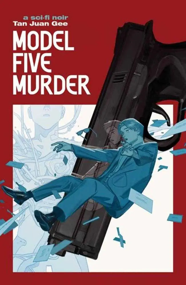 Sci-fi noir book cover for Model Five Murder TP with striking noir graphic design