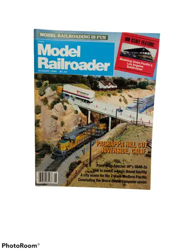Model Railroader magazine featuring Pachappa Hill Cut Riverside California August 1986
