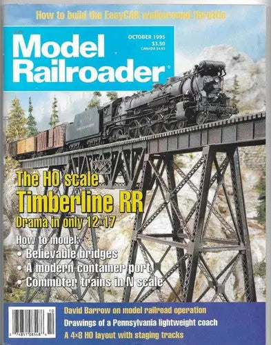 Model Railroader magazine cover featuring HO Scale Timberline RR displayed as store shelf pull
