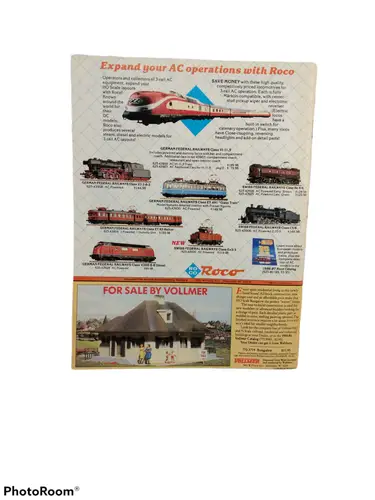 Vintage model train advertisement in Model Railroader train magazine store shelf pulls