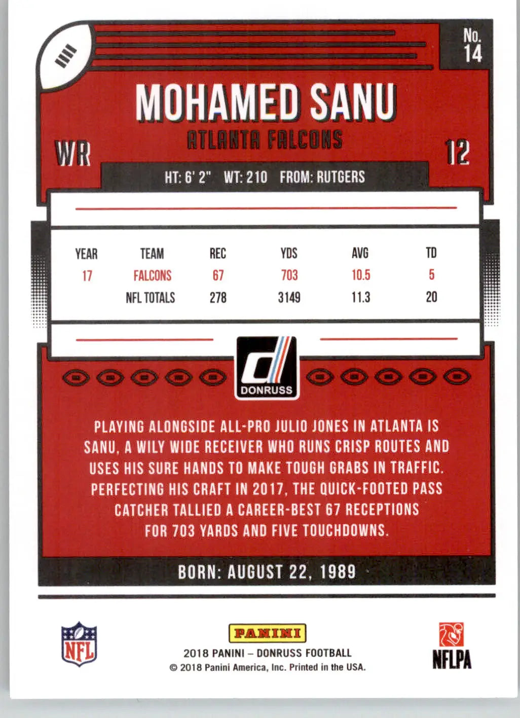 Mohamed Sanu - 2018 Donruss - #14 - Football