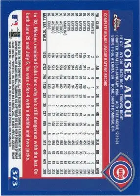Moises Alou 2003 Topps Chrome #373 Chicago Cubs - Baseball Card Single