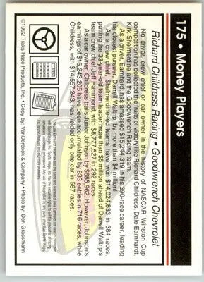 Money Players - 1992 Traks - #175 - Racing - Racing Card Single