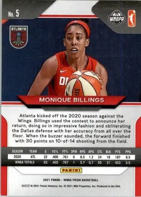Monique Billings - 2021 Panini Prizm WNBA - #5 - Basketball - Basketball Card Single