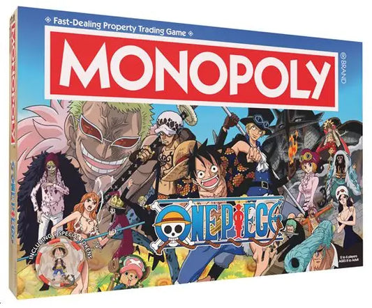 One Piece themed Monopoly board game featuring Straw Hat Pirates for fans of board games