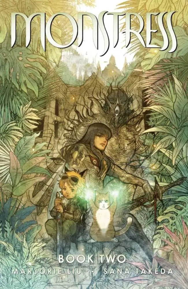 Monstress Book Two cover art with mystical forest and glowing magic for trading cards