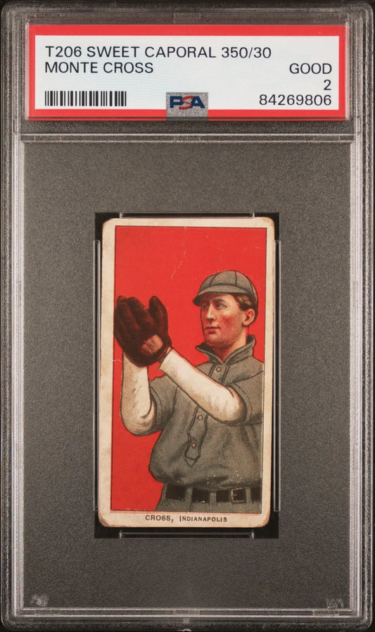 Monte Cross 1909-11 T206 Sweet Caporal 350/30 PSA 2 Good - Baseball Card Single
