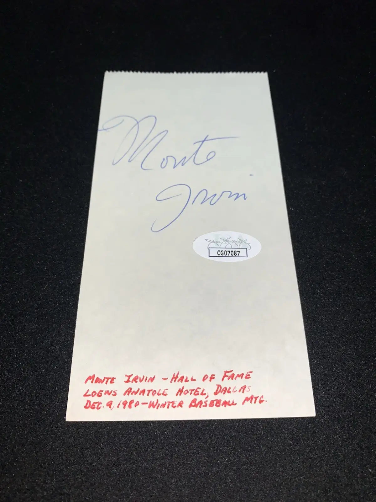 MONTE IRVIN HOF Signed Autograph Auto Signature Cut NY Giants JSA - Sports Memorabilia