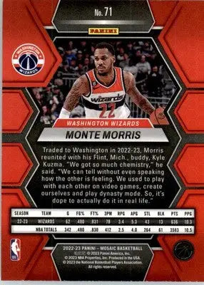 Monte Morris - 2022-23 Panini Mosaic - #71 - Basketball - Basketball Card Single