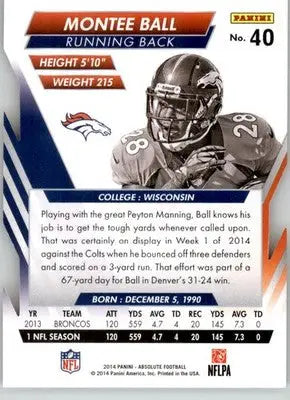 Montee Ball - 2014 Panini Absolute - #40 - Football