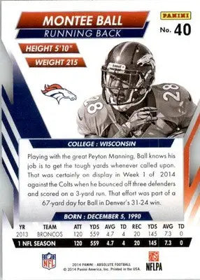 Montee Ball - 2014 Panini Absolute - #40 - Retail Football - Football Card Single