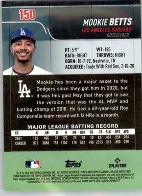 Mookie Betts - 2022 Stadium Club Chrome - #150 - Baseball - Baseball Card Single