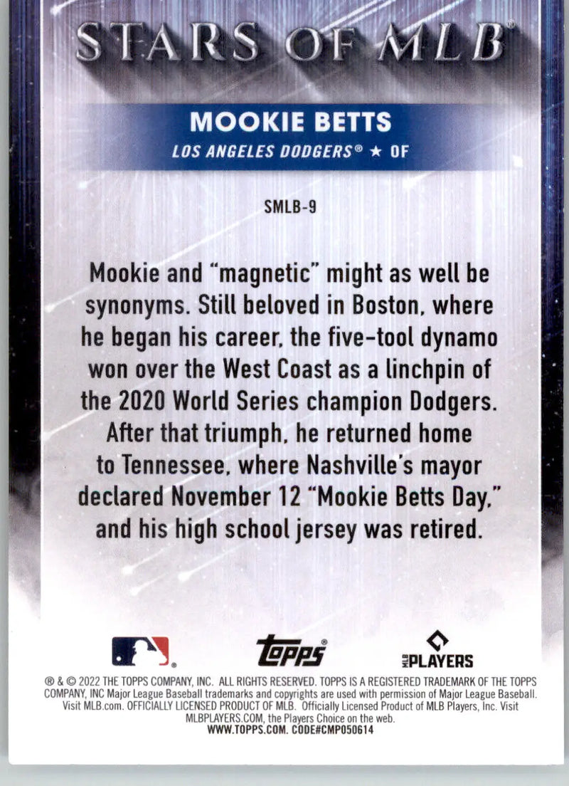 Mookie Betts - 2022 Topps - #SMLB-9 - Stars of MLB Baseball - Baseball Card Single