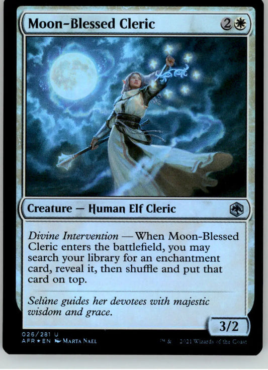 Moon-Blessed Cleric - Adventures in the Forgotten Realms - 26 - Foil NM Magic - Magic Card Single