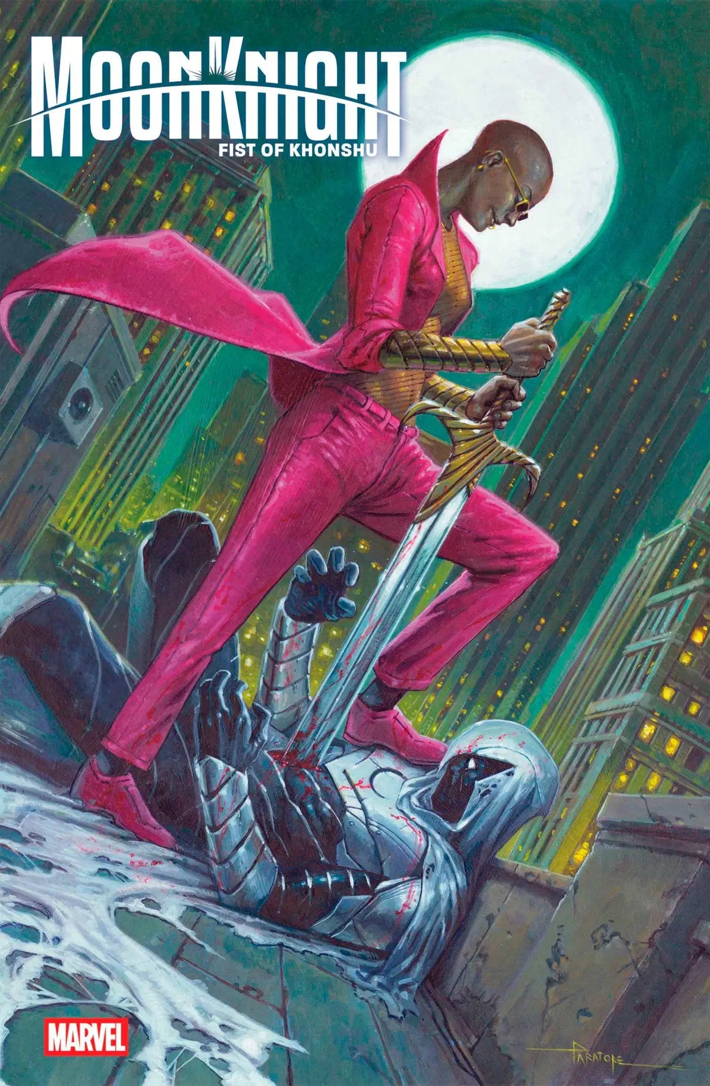 Moon Knight comic book cover from Moon Knight Fist Of Khonshu #8 featuring iconic superhero art