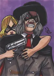 Stylized Noir sketch card of Moonstone Domino Lady & The Spider by Glen Fernandez