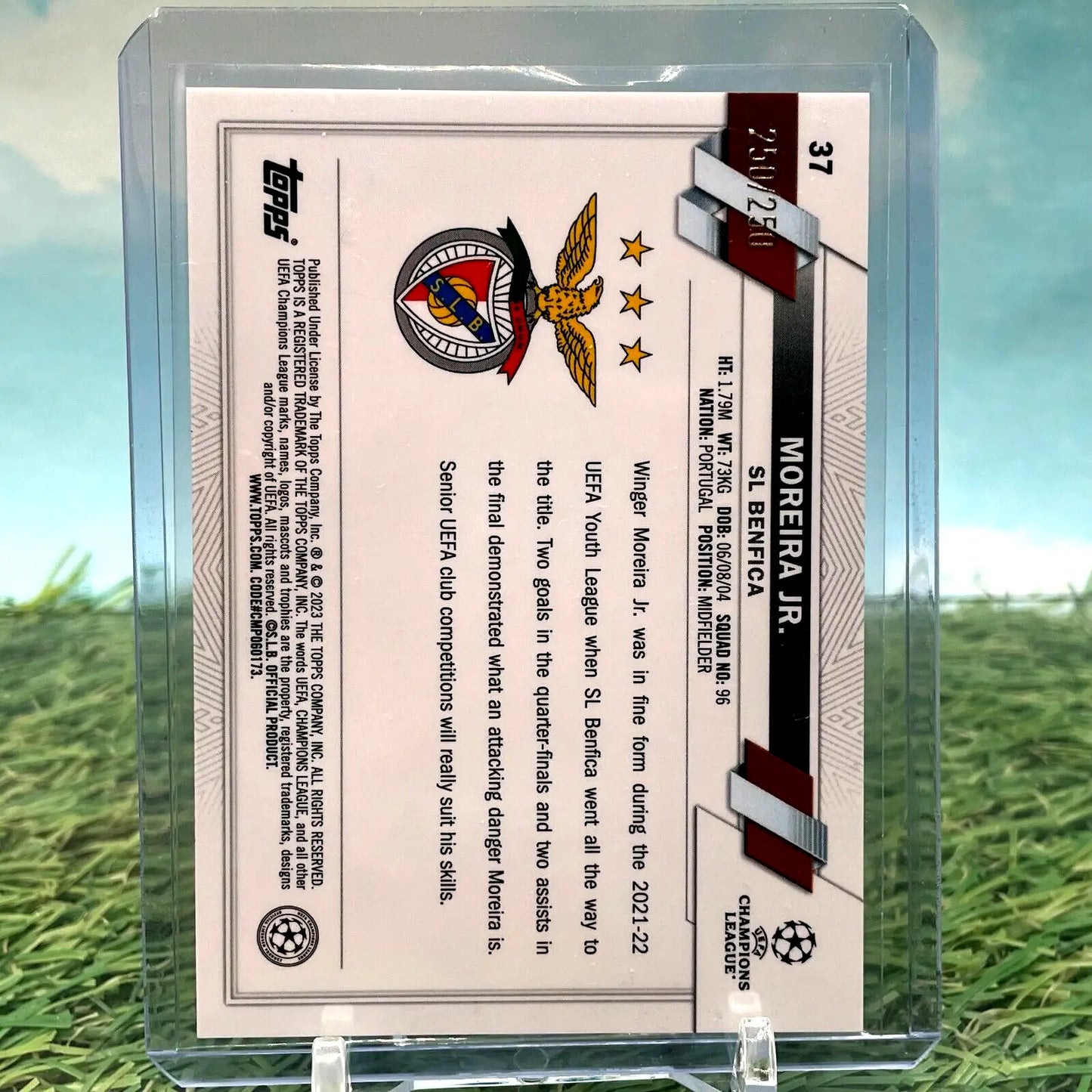 Moreira Jr. Benfica 2023 Topps Chrome Club Rookie Pink Checkerboard /250 soccer card