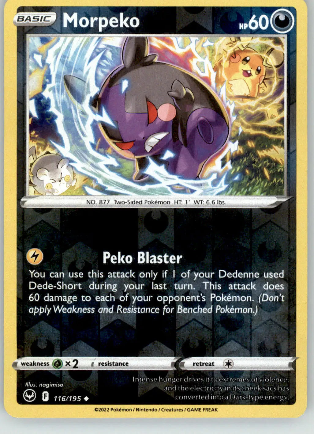 Morpeko - Silver Tempest - 116/195 - Reverse Holo LP Pokemon - Pokémon Card Single